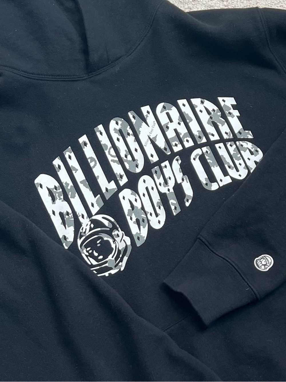 Billionaire Boys Club EU Black White Camo Graphic Arch Logo Hoodie Men's L